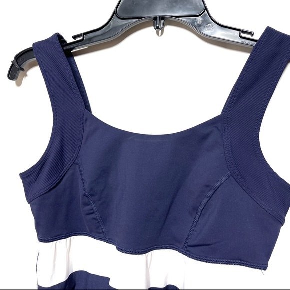 Lululemon Run: Chase Me Tank Wide Bold Stripe Printed White Deep Indigo 6 - Picture 4 of 6